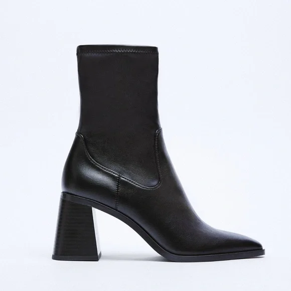 zara elastic heeled booties